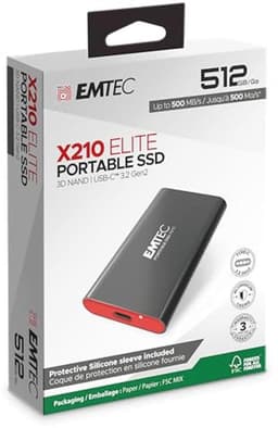 Emtec X210 Externe SSD-harde schijf USB 3.2-512 GB (zwart/rood) — thumbnail 4