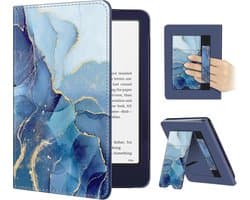 Zijdegladde Beschermhoes voor 7 inch Kindle Paperwhite 2024 - Automatische Slaap/Wek functie, Met Polsband, Ocean Marble