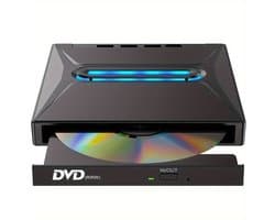 Externe cd/dvd-drive, voorzien van 4 USB-poorten, 2 Type-C-poorten en 1 TF/SD-kaartsleuf; draagbare USB 3.0 cd-speler/brander/lezer/schrijver, geschikt voor laptops, MacBooks en desktopcomputers.