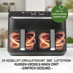 GOURMETmaxx AirGenius heteluchtfriteuse 9L met 2x4,5L kamers en 8 programma’s – geschikt voor 8 personen – touchscreen bediening — thumbnail 7
