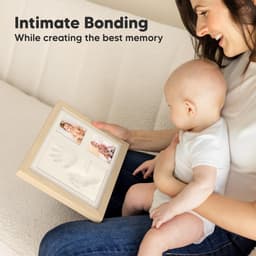 Babyhand- en voetafdrukset - sneldrogende klei babyvoetafdrukset, pasgeboren aandenken, kinderkamer fotolijst voor jongens, meisjes, gepersonaliseerde cadeaus voor douche en register (Bruin) — thumbnail 2