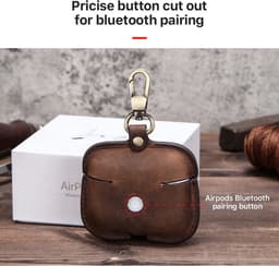 BUGOLINI Nero - Echt lederen hoes - Handgemaakt - Beschermhoes - Case - Geschikt voor Apple Airpods 3 / Airpods Pro - Koffie — thumbnail 5