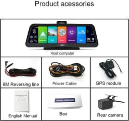 Dashcam voor Auto - 10” Android 8.1 Dashcam - IPS Touchscreen - ADAS Rijhulp - GPS Navigatie - WiFi - Dual Camera 1080P - Parkeermodus - G-Sensor - 4G 15m Camera aan de Achterkant - Zwart — thumbnail 4