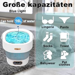 Duurzame Mini Wasmachine voor Kamperen en Reizen - 16 Liter, 3 kg, Compacte 2-in-1 Mobiele Wasmachine — thumbnail 2
