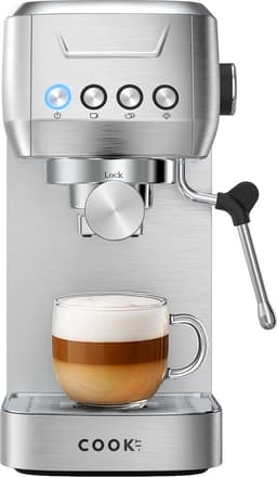 Espressomachine 20 Bar - Piston Koffiemachines RVS - Met Stoompijpje - Coffee Machine - 1,3L Waterreservoir - COOK-IT — thumbnail 1