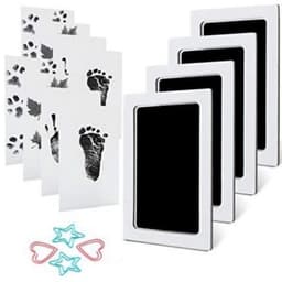 Baby hand- en voetafdrukset, 4-delige baby voetafdrukset, baby afdrukset voor pasgeborenen, pootafdrukset hond, pootafdrukset kat, Clean Touch inktkussen voor babyshowers — thumbnail 1