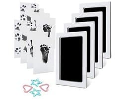 Baby hand- en voetafdrukset, 4-delige baby voetafdrukset, baby afdrukset voor pasgeborenen, pootafdrukset hond, pootafdrukset kat, Clean Touch inktkussen voor babyshowers