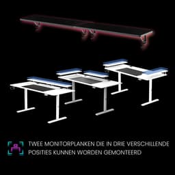 Ultradesk HIGHLANDER XXL – Bureau voor Gaming, Kantoor & Home Office – Zwart – 160 x 70 cm – Elektrisch verstelbaar – Ergonomisch — thumbnail 4