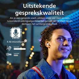 PHILIPS TAT2000 - In-ear oordopjes - 32 uur afspeeltijd - 4 mic technologie - multipoint - IPX4 - Microsoft Swiftpair - aanraakbediening - App control - Wit — thumbnail 4
