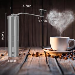 1 stuk - Handkoffiezetapparaat - Koffiemolen - Zilver - Handmatige koffiemachine - Roestvrij staal - 4,8 * 4,8 * 18,8 cm - Roestvrijstalen koffiezetapparaat - Geschikt voor reizen, thuis en kamperen - Geschikt voor espresso en French press koffie — thumbnail 3