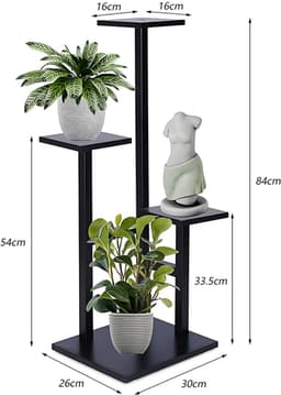 SERALUXE - Plantenrek met 4 Lagen - Plantenstandaard - Plantentafel - Plantenrekken - Plantentrap - Plantentafeltje voor binnen - buiten - Plantenrek voor Bloempotten - Planten etagere - Zwart — thumbnail 4