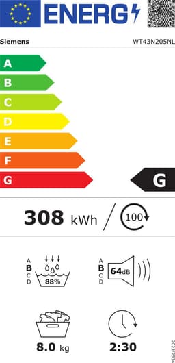 Siemens WT43N205NL - iQ300 - Wasdroger - Condensdroger — thumbnail 2