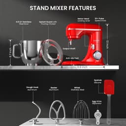 RFWR® 4,5 l keukenmachine met 10 snelheden en spatbescherming voor bakken en kneden — thumbnail 1