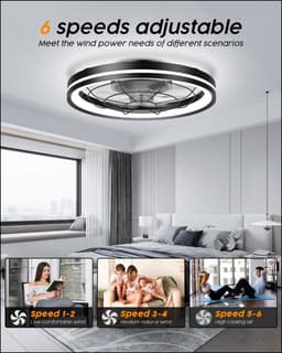 RFWR® Stille Plafondventilator met Dimbare LED Verlichting en Afstandsbediening, Energiezuinige en Moderne Design — thumbnail 3