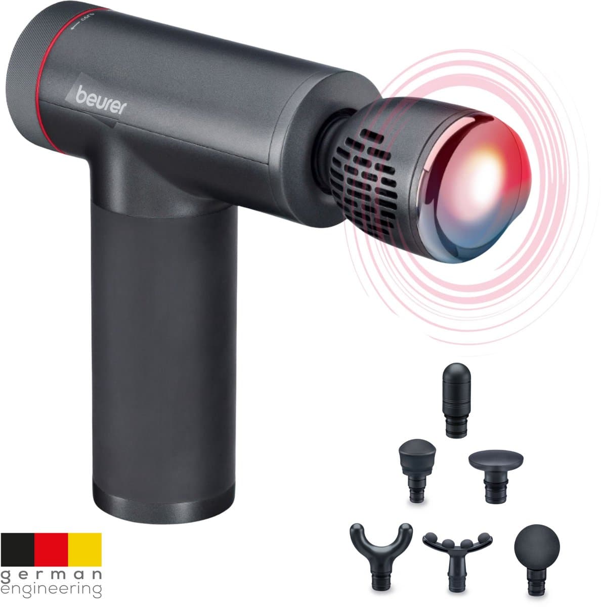 Beurer MG 195 HOT & COLD Massage Gun - Verwarmt & koelt spieren - Incl. 7 opzetstukken - 9 Intensiteitsniveaus - Krachtige accu - Draadloos gebruik - 3 Jaar garantie — afbeelding 1