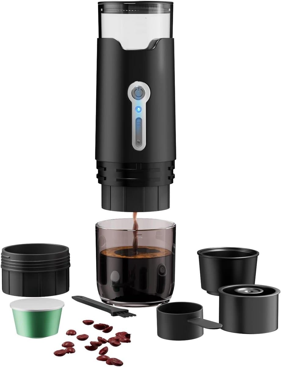 Draagbare koffiepot en koffiezetapparaat voor in de auto Draagbare koffiezetter, koffiezetapparaat voor op de camping, in de caravan, tijdens het wandelen en op kantoor - geen zelfopwarmfunctie — afbeelding 1