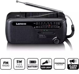 Lenco Noodradio - Draagbare opwindbare Radio - Radio op batterijen - Powerbank - Zaklamp - Noodpakket - MCR-113BK - Zwart — thumbnail 5