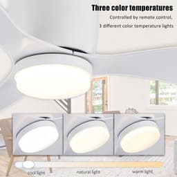 3 Blad Plafondventilator - Moderne LED Ventilator Lamp - 6 Snelheden - Bedienbaar Met Afstandsbediening - 105 cm - Wit - Woonkamerlamp — thumbnail 4