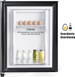 Koel-vriescombinatie, 86,8 cm hoog, 45,5 cm breed, dubbele deur, met een totaal volume van 60 liter, 22 liter vriesvolume, 38 liter koelvolume. 102 kWh/jaar, ledverlichting. Premium zwart [energieklasse E] — thumbnail 2