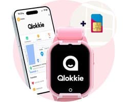 Qlokkie Kiddo Lite - GPS horloge kind - Smartwatch kinderen - GPS tracker kind met nauwkeurige locatiebepaling - GPS horloge kind met simkaart - Stel veilige zones in - SOS functie - Roze