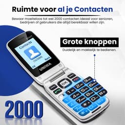 Uniwa V202T Senioren Telefoon 4G Senioren GSM Mobiele Telefoon Klaptelefoon Grote Toetsen SOS Noodknop Simlockvrij Oplaadstation Luid Geluid — thumbnail 3