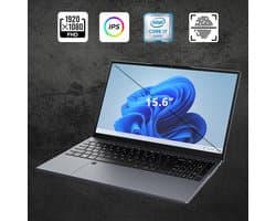 Laptop - 15.6" FHD IPS - 16 GB RAM - 1TB SSD - Intel Alder Lake i7-6500U - Vingerafdrukontgrendeling - Met AZERTY-Toetsenbordsticker - Grijs