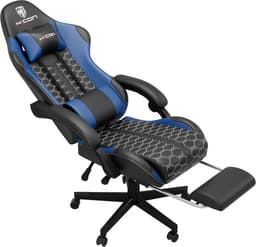 HICON® Gamestoel – Gamestoel met voetsteun - Gamestoel voor PC & Console – Verstelbaar | Lambeth - Blauw — thumbnail 2