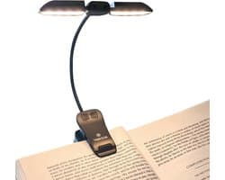 Oplaadbare LED boeklamp met verstelbare klem en warm/wit licht voor lezen in bed