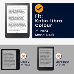kwmobile flip cover geschikt voor Kobo Libra Colour - Case met magnetische sluiting en handvat - Hoes voor e-reader in donkerblauw - design — thumbnail 3