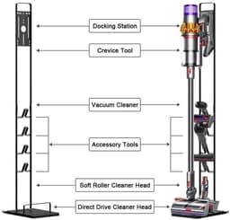 Stofzuigerstandaard Compatibel met Dyson V15 V11 V10 V8 V7 V6 met Wielen, Metalen Opbergbeugel, Standaardhouder Compatibel met Dyson Draadloze Handstofzuigers en Accessoires en Hulpstukken — thumbnail 4