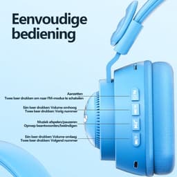 Gloovon® - Draadloze Koptelefoon Kinderen - Gehoorbescherming Kinderen - Bluetooth 5.3 - Koptelefoon met Microfoon - Blauw — thumbnail 3