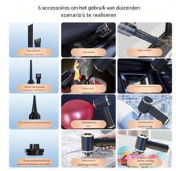 S&E Draadloze Auto & Huis Stofzuiger – 6000PA Krachtige Zuigkracht – Inclusief 7 Accessoires — thumbnail 2