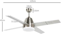 Nivard Plafondventilator - Met Verlichting - Plafond Ventilator - Met Lamp - Plafonniere Met Ventilator - Met Licht - Zwart - 130cm — thumbnail 2
