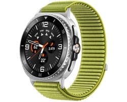 Stravo Nylon bandje - Geschikt voor Samsung Watch 8 - Smartwatch horlogeband met geweven structuur en klittenband voor Samsung Watch 8 40mm / Samsung Watch 8 44mm / Samsung Watch 8 Classic 46mm - Lichtgroen