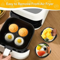 Eierkoker-pocheerders-4 stuks eierkokers voor de airfryer-ovenschaaltjes voor de airfryer-bakvormen voor gepocheerde eieren -van voedingskwaliteit-Ovenschaaltjes voor soufflégerechten-muffins-cupcakes-vla en pudding-zwart — thumbnail 6