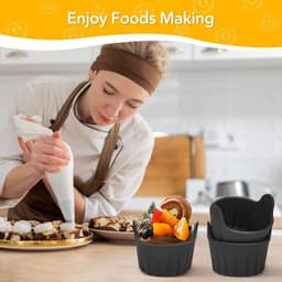 Eierkoker-pocheerders-4 stuks eierkokers voor de airfryer-ovenschaaltjes voor de airfryer-bakvormen voor gepocheerde eieren -van voedingskwaliteit-Ovenschaaltjes voor soufflégerechten-muffins-cupcakes-vla en pudding-zwart — thumbnail 5