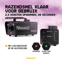 Rookmachine met LED’s - BeamZ S553L - Set met 5 liter vloeistof - Voor Halloween - RGB LED’s - 550W — thumbnail 3
