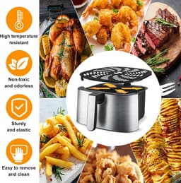 Geschikt voor Vervangende onderdelen voor Airfryer compatibel met Gourmia GAF826 GAF838 GAF856 Airfryer- antiaanbaklaag 9-8''*9-8'' vierkante Airfryer Accessoires Rekbak Grillpan Grillplaat Crisperplaat 8QT Airfryer — thumbnail 6