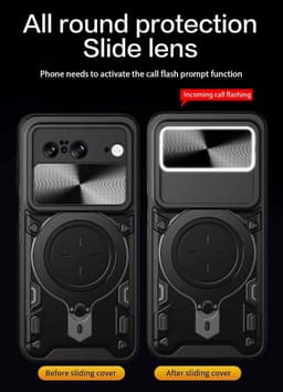 Allecto Plus - Case voor Google Pixel 8 - Schokbestendige Hoes met Onzichtbare Ringhouder en Schuifbare Camera Cover - Dubbellaagse Silicone TPU + PC Hoes - Rood — thumbnail 4