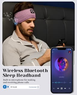RFWR® Bluetooth slaaphoofdtelefoon met ultradunne HD-stereoluidsprekers - Perfect voor slapen, training, joggen, yoga en meditatie — thumbnail 4