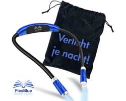 Nekleeslamp FlexBlue – Inclusief Fluwelen Opbergzakje - USB-oplaadbaar Neklampje – 3 Lichtstanden – Handsfree Leeslampje - Handig Nekleeslampje - Looplamp - Nek Leeslampje - Boekenlampje