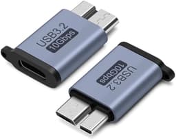 Adapter USB C naar Micro B (2 stuks); USB 3.0 kabel 10 Gbps voor USB C harde schijf; compatibel met Toshiba; HDD; Seagate; WD; Galaxy S5 Note 3; HDD enz. — thumbnail 7