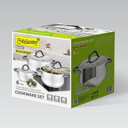 Maestro MR-3522-6M-BLACK - Pannenset - RVS - 6 Delig - Zwarte Handgrepen — thumbnail 5
