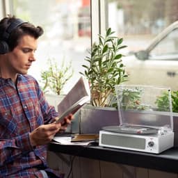 Thuys – Platenspeler Met Speakers – Ingebouwde – Retro – 37 x 34 x 15cm – Retro Wit — thumbnail 4