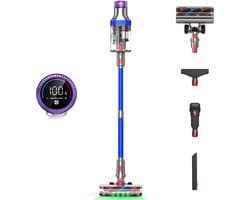 Steelstofzuiger,65 Min/530W/37Kpa,Snoerloze stofzuiger,HEPA Filter,4 Krachtniveaus,Harde Vloeren en Dierenhaar,Blauw