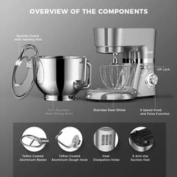 RFWR® Keukenmachine 6,2 L - Mengmachine met 6 + 1 Snelheden en 1500 W Kracht voor Bakken en Kneedwerk — thumbnail 5