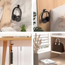 3 x Opbergrek - Koptelefoonstandaard - Koptelefoonhouder - Plakt aan de muur of onder de tafel - Wordt geleverd met sterke kleefpads - Past op de meeste gamingheadsets — thumbnail 5