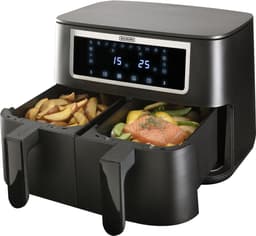 Bourgini Duo Heteluchtfriteuse 2 x 4.0L - PFAS vrij - Airfryer XXL - 2 laden met synchronisatie functie - Touchscreen - 8L - 2600W - Zwart — thumbnail 2