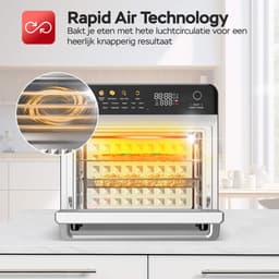 TurboTronic AFO330 AirChef Pro – Airfryer Oven – 34L – 19 Programma’s – 40°C tot 230°C – Heteluchtoven – 2100W – RVS – Multi Smart Oven - Zilver — thumbnail 4