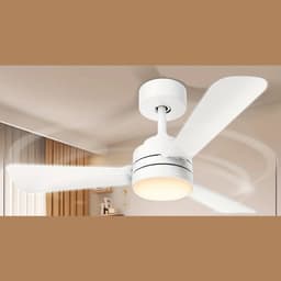 Bovista Plafondventilator - Met Verlichting - Plafond Ventilator - Met Lamp - Plafonniere Met Ventilator - Met Licht - Wit - 90cm — thumbnail 1
